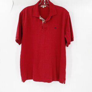 VTG Burberry shirt Mens small nova check trim short sleeve button up red cotton